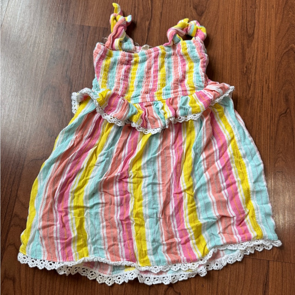 Colorful Striped Sundress with Lace Trim